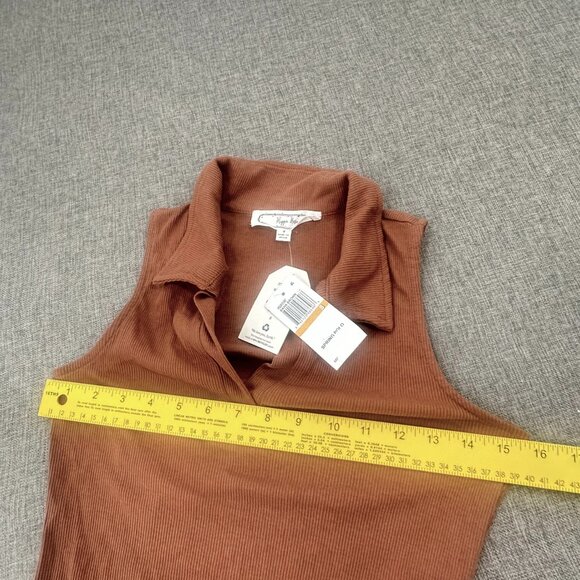 NEW! Hippie Rose Juniors Bodycon Casual Dress Brown Ribbed Collared Sleeveless S - Picture 8 of 10